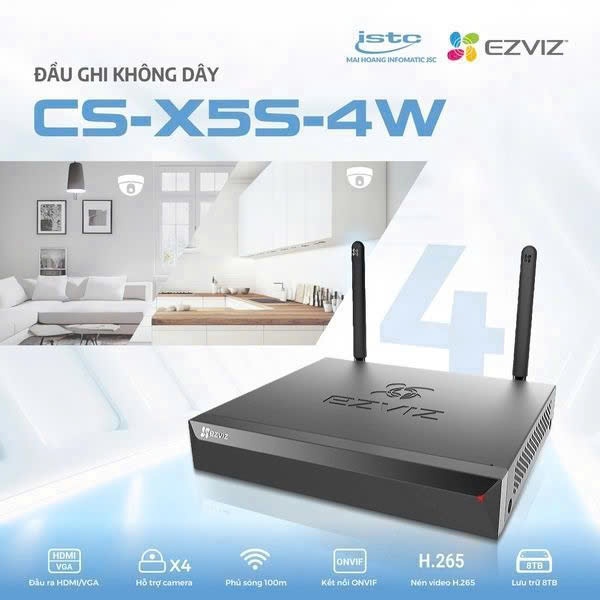 ĐẦU GHI CAMERA IP 4 KÊNH WIFI EZVIZ CS-X5S-4W CHÍNH HÃNG