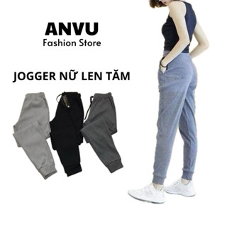 Quần Jogger Len Tăm Nữ Dày Dặn, Bo Gấu Thể Thao, Mặc Thu Đông Cực Ấm