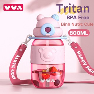 Bình Nước Cho Bé Bình Nước Đi Học Bình Nước Trẻ Em Bình Nước Cute Có Dây Đeo Có Ống Hút 800ml