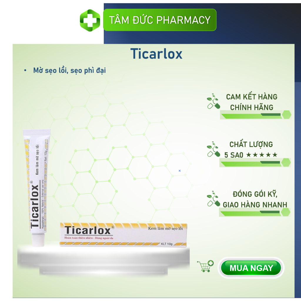 Kem mờ sẹo Ticarlox 10g