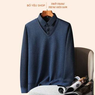 Áo Len Nam Trung Niên Lót Nỉ Nhung Siêu Mềm Mịn - Hàng Quảng Châu Cao Cấp