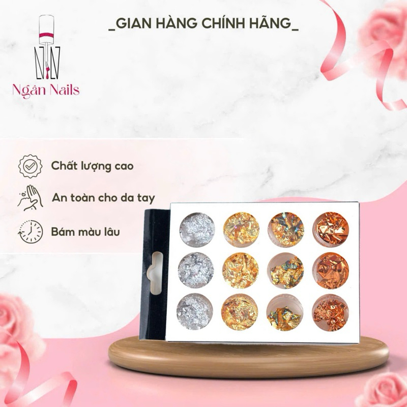 Nhũ giấy vàng bạc set 12 ô