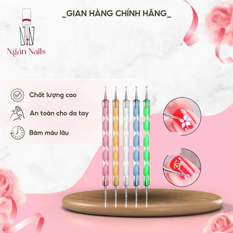 Chấm bi bộ 5 cây 2 đầu vẽ móng