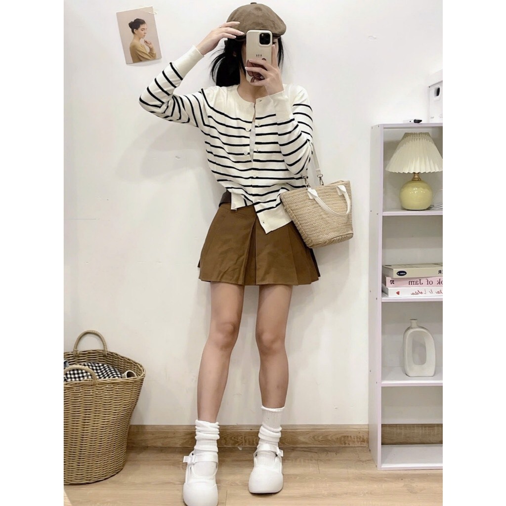 Áo Cadigan Len Lông Thỏ, Áo Len Dệt Kim Hoạ Tiết Kẻ Sọc Mẫu Trơn 2 Màu Đơn Phong Cách Hàn Quốc Dễ Thương Qccc Shopquacam | BigBuy360 - bigbuy360.vn