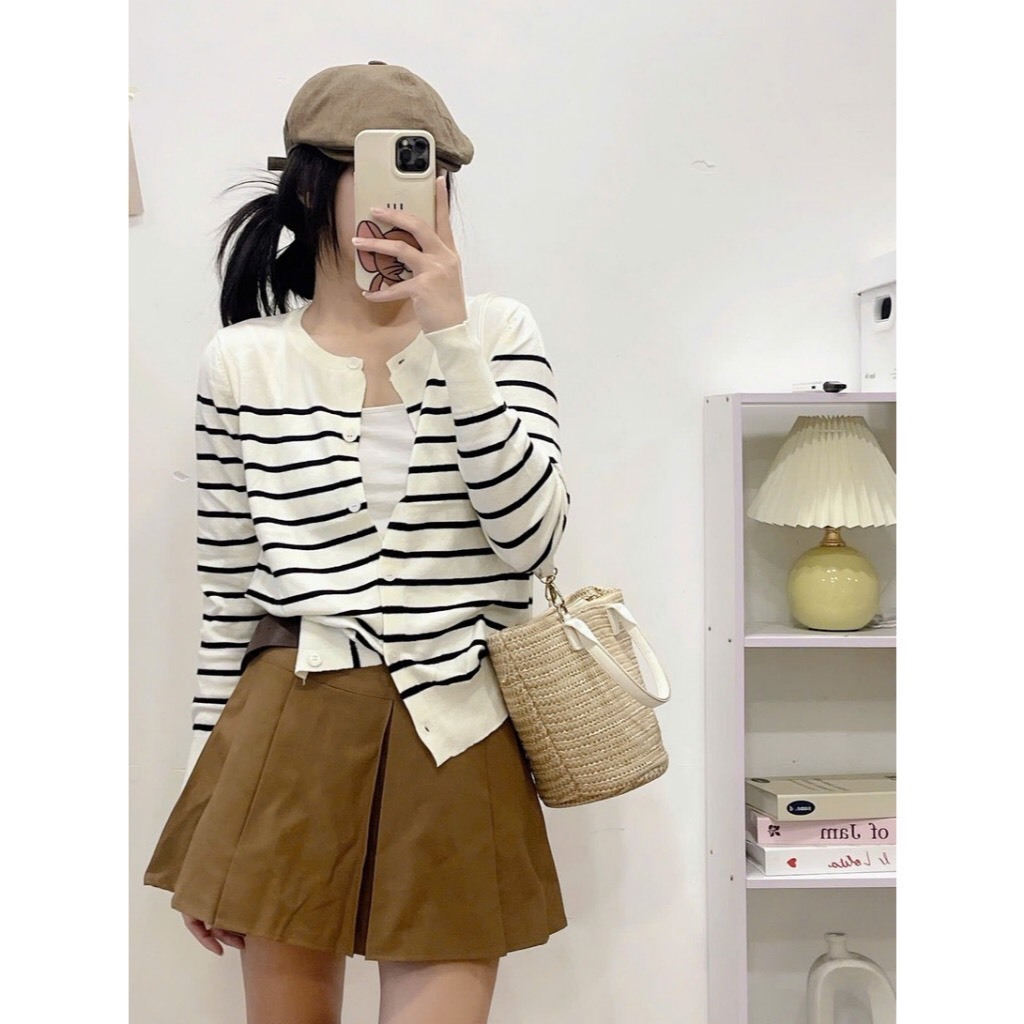 Áo Cadigan Len Lông Thỏ, Áo Len Dệt Kim Hoạ Tiết Kẻ Sọc Mẫu Trơn 2 Màu Đơn Phong Cách Hàn Quốc Dễ Thương Qccc Shopquacam | BigBuy360 - bigbuy360.vn