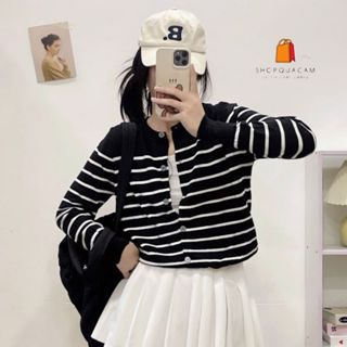 Áo Cadigan Len Lông Thỏ, Áo Len Dệt Kim Hoạ Tiết Kẻ Sọc Mẫu Trơn 2 Màu Đơn Phong Cách Hàn Quốc Dễ Thương Qccc Shopquacam