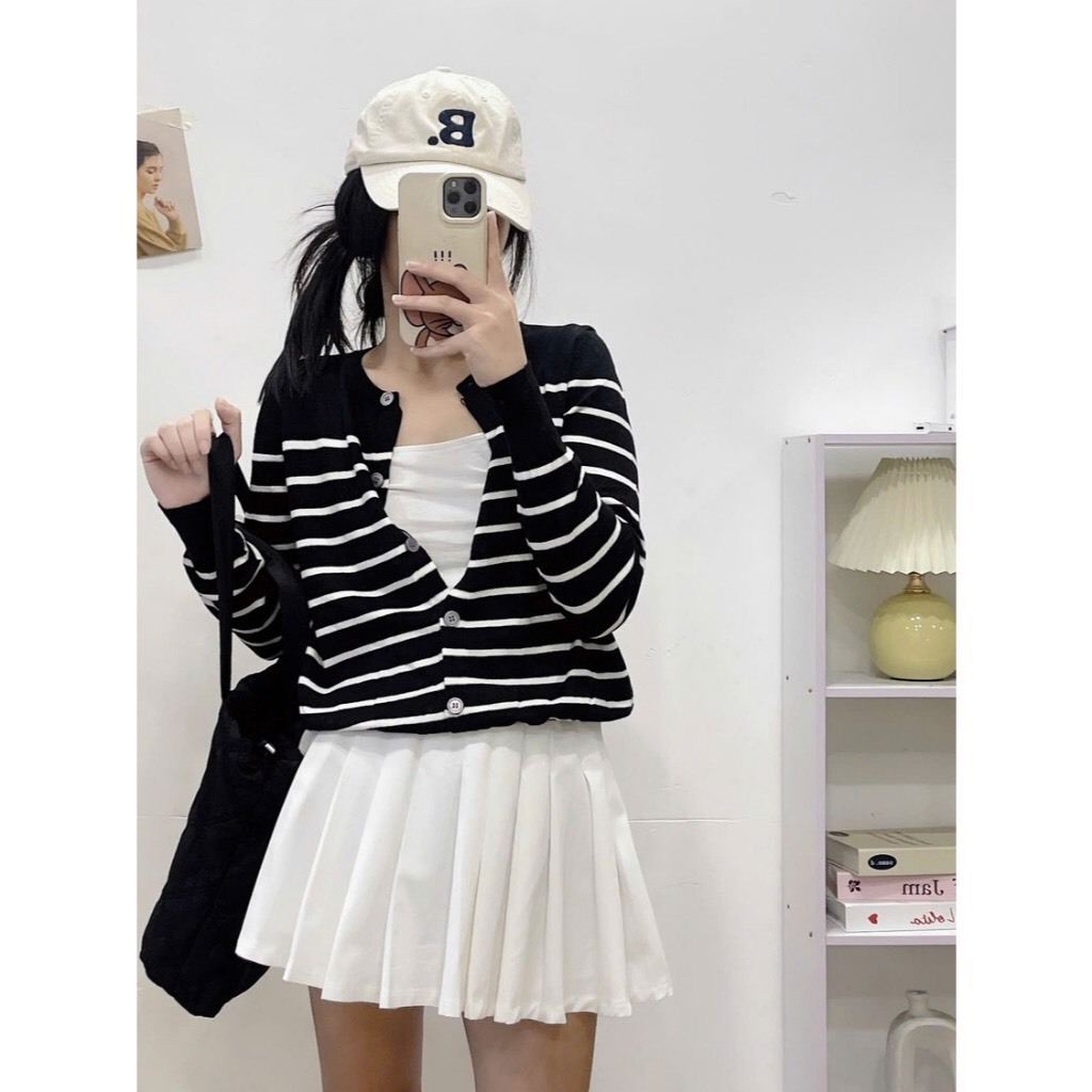 Áo Cadigan Len Lông Thỏ, Áo Len Dệt Kim Hoạ Tiết Kẻ Sọc Mẫu Trơn 2 Màu Đơn Phong Cách Hàn Quốc Dễ Thương Qccc Shopquacam | BigBuy360 - bigbuy360.vn