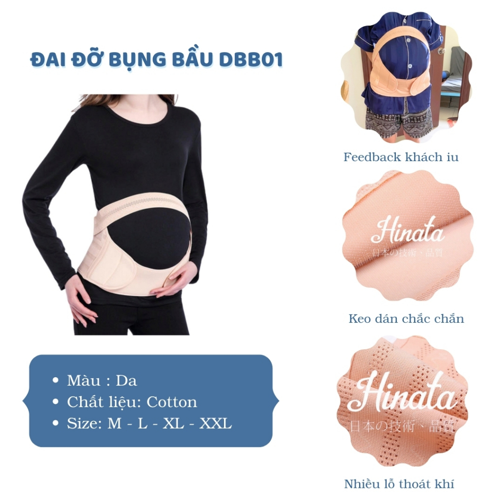 Đai nâng đỡ bụng bầu giảm đau lưng và bảo vệ cột sống Hinata DBB01