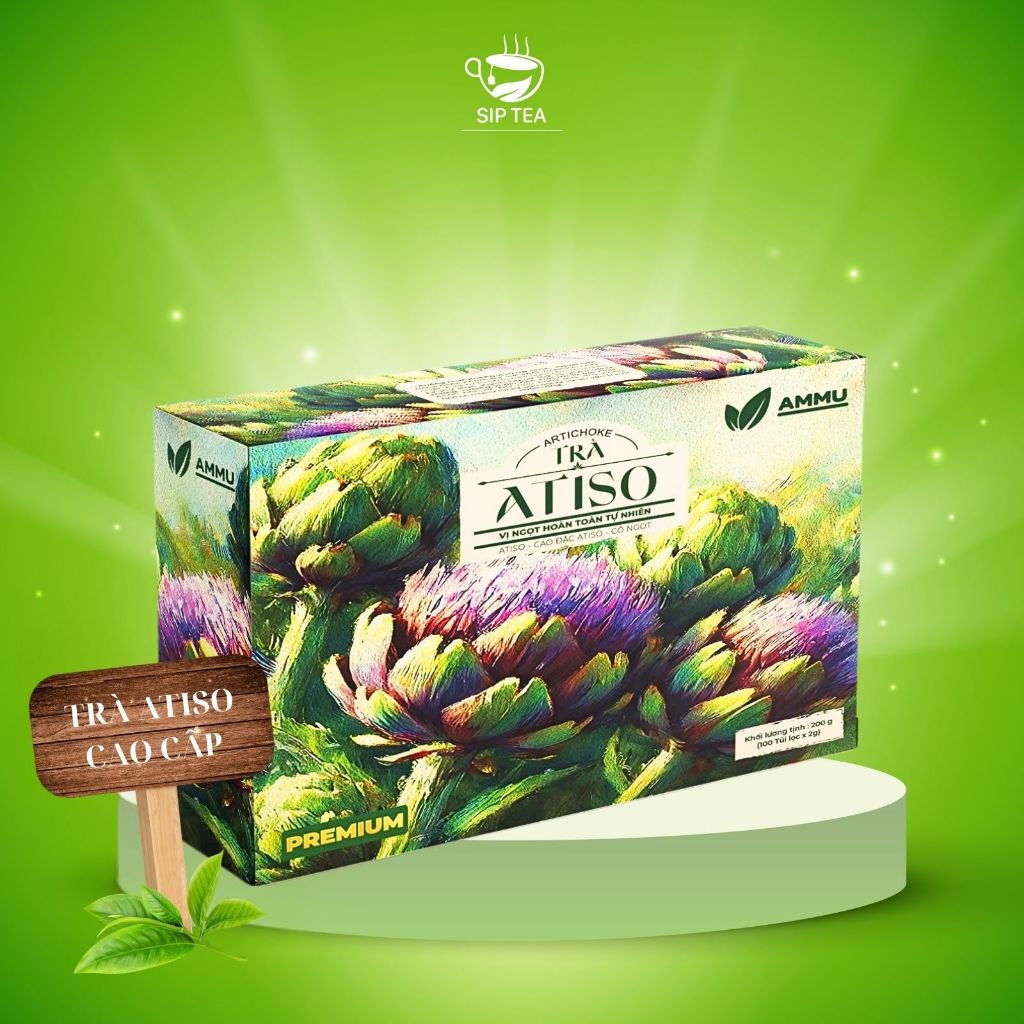 Trà atiso túi lọc Ammu Đà Lạt trà atiso thảo mộc mát gan, giảm mụn Hộp 100 túi lọc