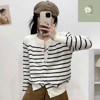  Áo Khoác Cardigan Dáng Dài Áo Len Dệt Kim Lông Thỏ Kẻ Sọc Trơn 2 Màu Basic Siêu Xinh Hàng Qccc Phong Cách Hàn Quốc Nvn 