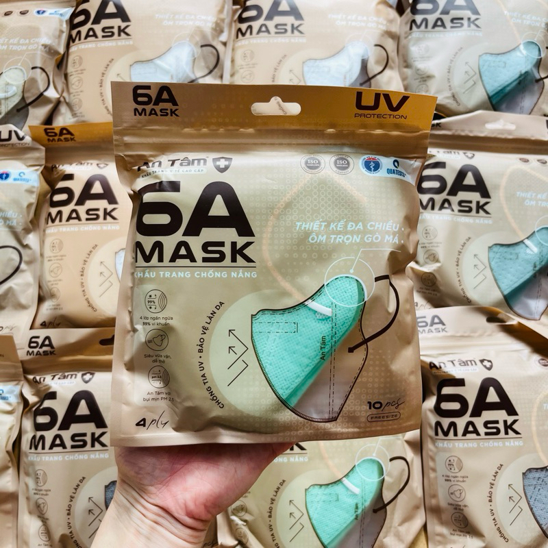 Set 50 cái khẩu trang 6A An Tâm nâng cấp chống nắng 4 lớp che nắng hiệu quả