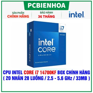 Bộ vi xử lý Intel Core i7 14700KF / Turbo up to 5.6GHz / 20 Nhân 28 Luồng / 33MB / LGA 1700