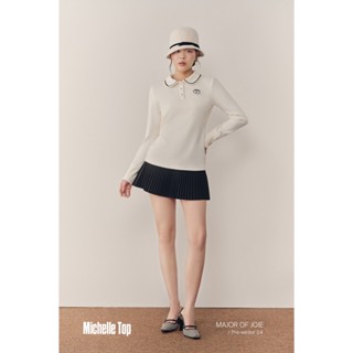 JOIE DES ROSES - Set áo thun dài tay cổ sen viền cách điệu Michelle Top và chân váy đen xếp ly cạp cao Bisou Skirt