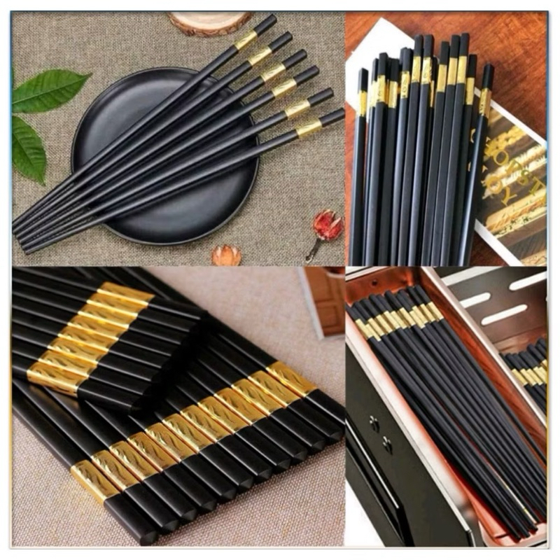 Combo 50 đôi Đũa Mạ Vàng Chống mốc chịu nhiệt, chống trơn trượt, tinh tế, sang trọng (hộp 10 đôi)