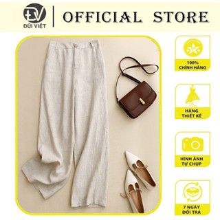  Quần Linen Nữ Ống Rộng Dáng Dài Cạp Cao Khóa Cúc Siêu Tôn Dáng 
