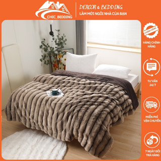 Chăn lông hồ ly mùa đông thước 2m3x2m cao cấp nhập khẩu , Chăn nỉ lông chồn 3kg chất liệu mềm mịn , không rụng lông