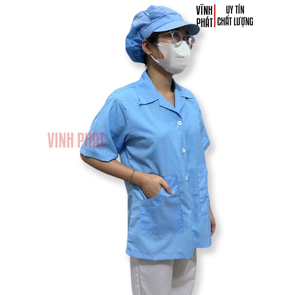 Áo tạp vụ xanh, áo cho nhân viên dọn dẹp vệ sinh văn phòng, bệnh viện, phòng khám giá tốt