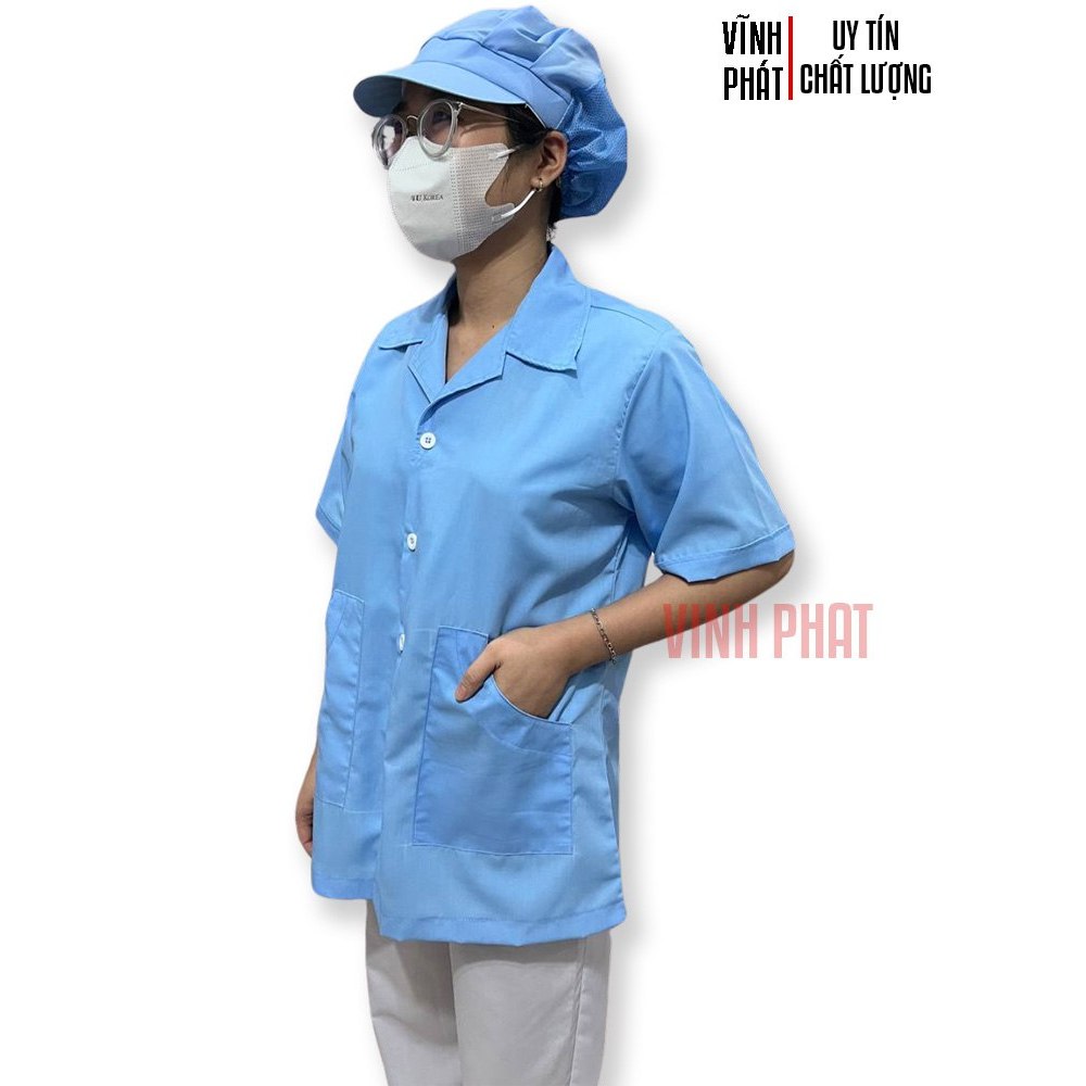 Áo tạp vụ xanh, áo cho nhân viên dọn dẹp vệ sinh văn phòng, bệnh viện, phòng khám giá tốt