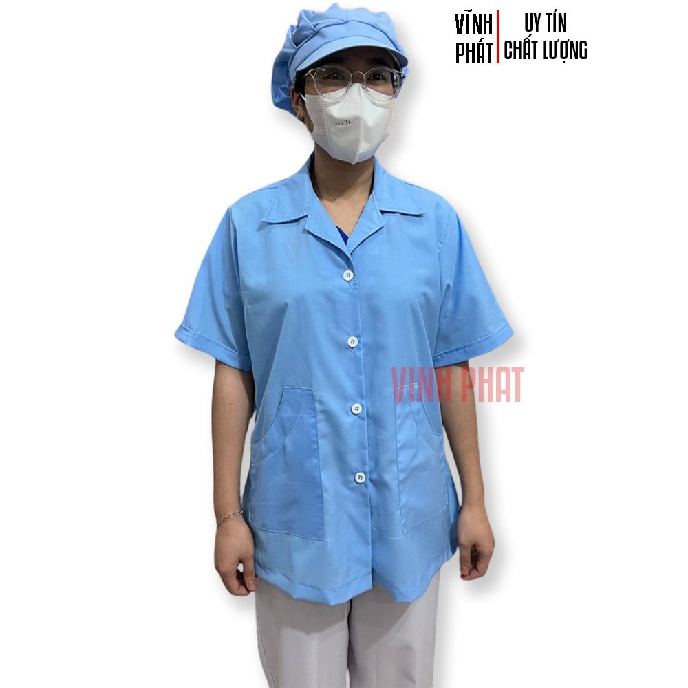 Áo tạp vụ xanh, áo cho nhân viên dọn dẹp vệ sinh văn phòng, bệnh viện, phòng khám giá tốt