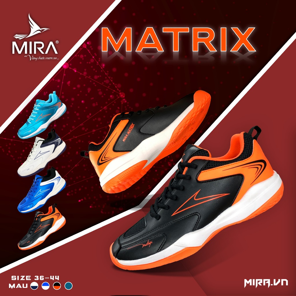 Giày cầu lông chính hãng MIRA MATRIX da tổng hợp 2 lớp cao su chắc chắn