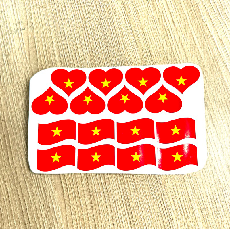 Sticker lá cờ dán mặt, hình trái tim/ lá cờ cho ngày lễ, kỷ niệm, Quốc khánh, văn nghệ - Combo 8 cặp