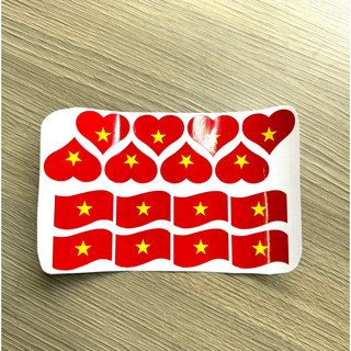 Sticker lá cờ dán mặt, hình trái tim/ lá cờ cho ngày lễ, kỷ niệm, Quốc khánh, văn nghệ - Combo 8 cặp