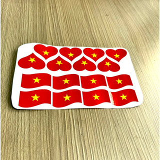 Sticker lá cờ dán mặt, hình trái tim/ lá cờ cho ngày lễ, kỷ niệm, Quốc khánh, văn nghệ - Combo 8 cặp