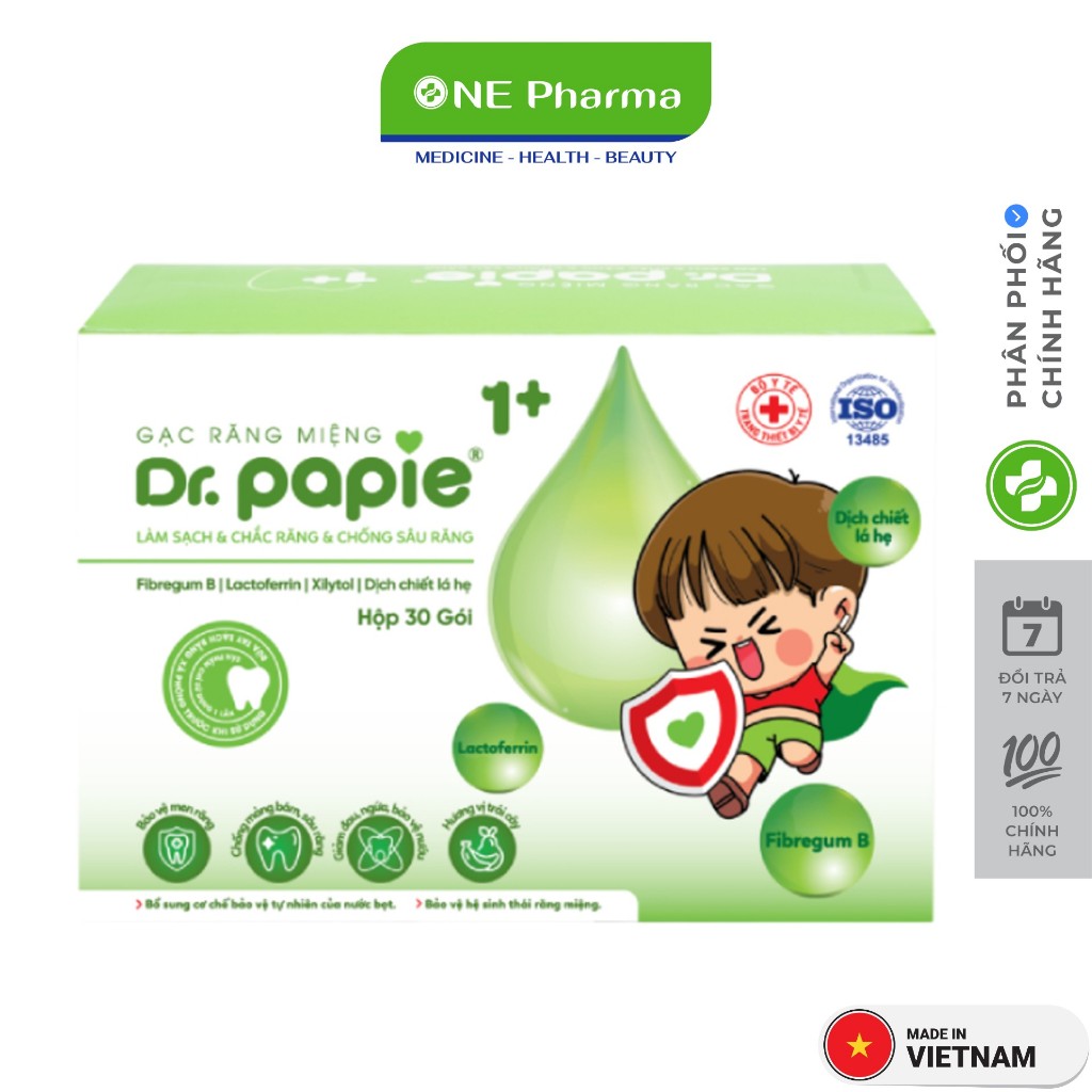 Gạc răng miệng cho bé, trẻ sơ sinh dr.Papie 1+ (30 gói)