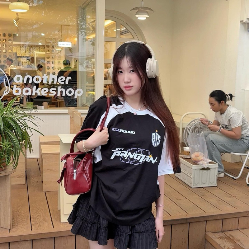 BANGTAN SOCCER TEE - Áo thun block core BTS unisex oversize phối màu đen/trắng/đỏ