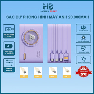 Sạc Dự Phòng 20.000mAh Habitek HB89 Hỗ Trợ Sạc Nhanh Có Sẵn Dây Sạc Mang Theo Tiện Lợi