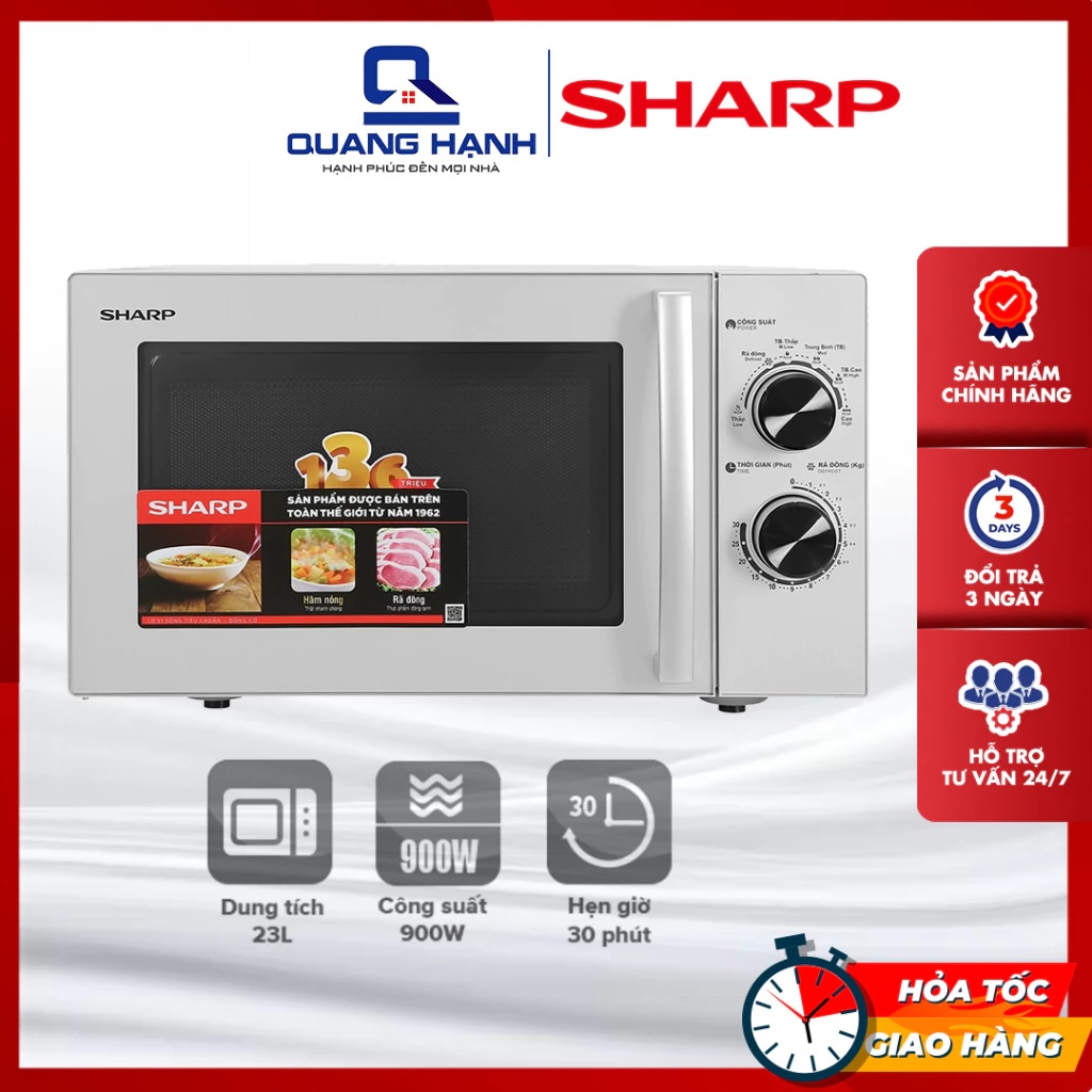 Lò vi sóng 23 lít Sharp R-32A2VN S, 900W Bảo hành chính hãng