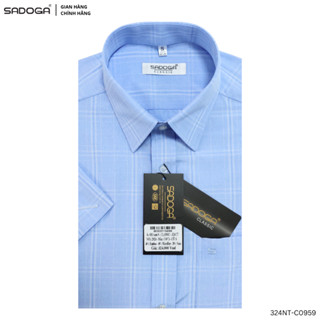 Áo Sơ Mi Nam Sadoga Kẻ Caro Ngắn Tay Sợi Tre, Chất Vải Thoáng Khí, Kháng Khuẩn 324C