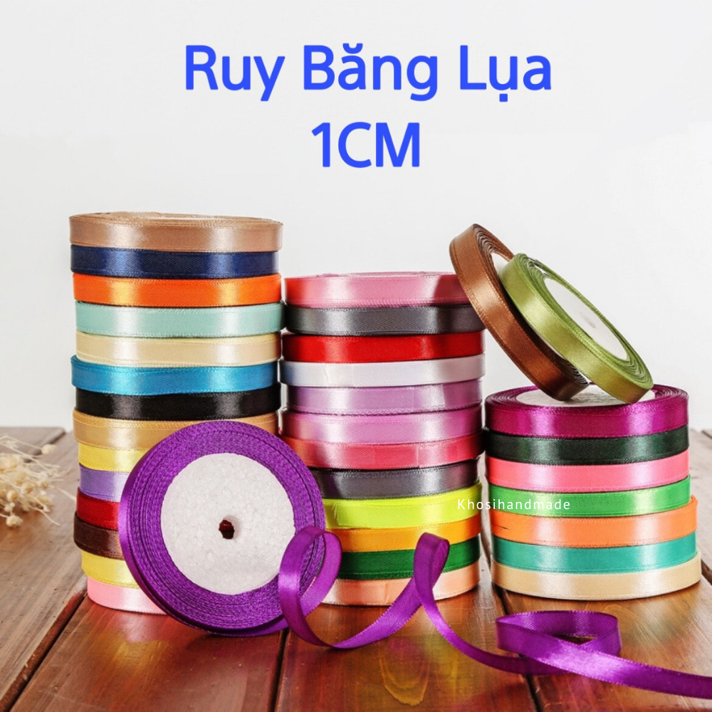 Ruy băng vải lụa 1cm cuộn dài 22m