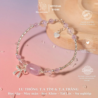 Vòng Đá Lu Thống Thạch Anh Tím bổ trợ Học tập mix Thạch Anh Trắng S925 TIỂU ANH GEMS 05