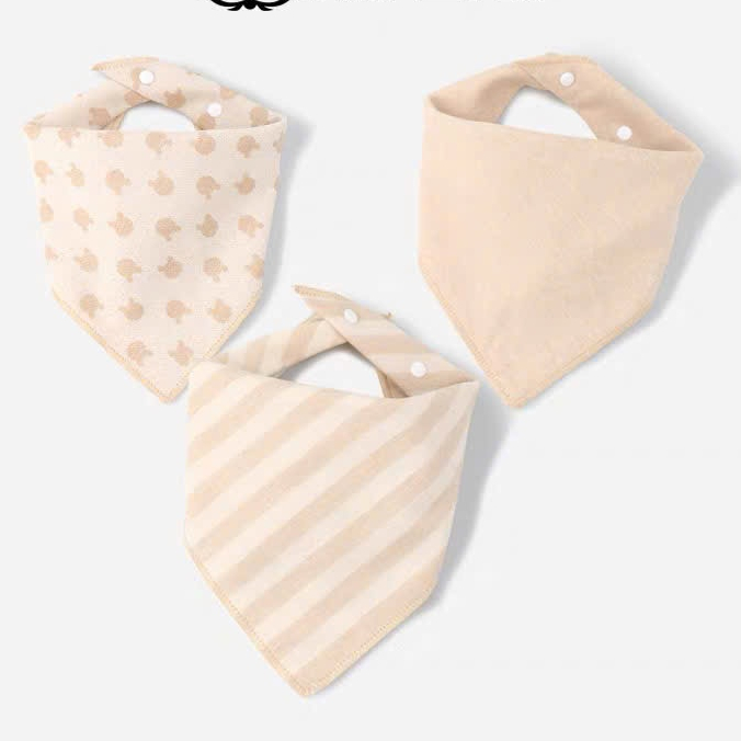 Yếm tam giác cotton organic an toàn cho bé sơ sinh-3 tuổi