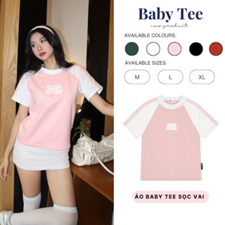 Áo Thun Baby Tee ECOCHIC RETRO LINE Local Brand Chính Hãng Form Ôm Tay Lỡ Nữ Fit Body Cổ Tròn Y2k 100% Cotton B019