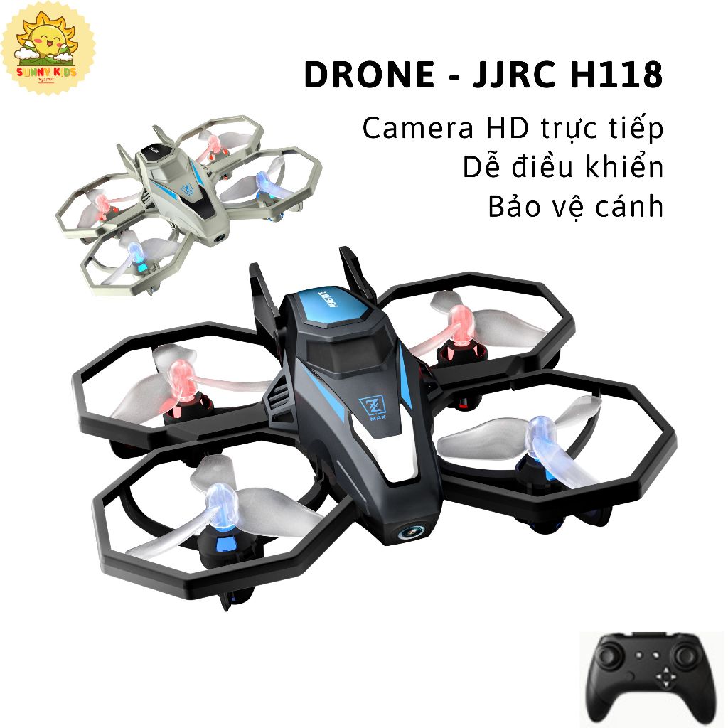 Drone Mini JJRC H118, Máy bay đồ chơi điều khiển từ xa ổn định, an toàn, kích thước gọn, đèn Led nhi