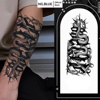 Hình xăm dán tạm thời giả tattoo hình con rắn kín full bắp tay bắp chân nam 9X22 cm ngầu đẹp chống nước lâu trôi