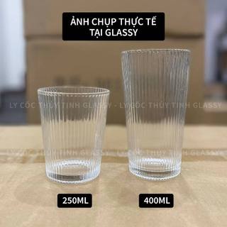 Cốc thủy tinh miệng loe sọc 250ml, 400ml