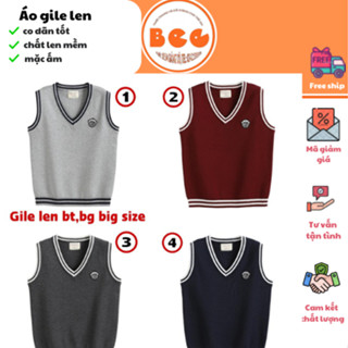Áo Gile len cho bé trai và gái chất len Dầy dặn phối viền kẻ phong cách Hàn quốc Size đến lớn đại 60kg