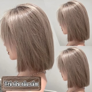  Làm trắng ba cấp độThuốc Nhuộm Tóc,Trà sữa nâu xám,Nhuộm dễ dàng tại nhà,Dụng cụ nhuộm tóc miễn phí,kem phai màu 