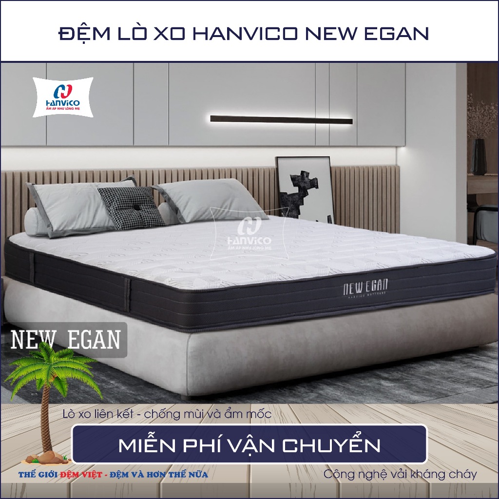 [FREE SHIP MỘT PHẦN] Đệm lò xo HANVICO - NEW EGAN - Dày 22cm - HÀNG CHÍNH HÃNG