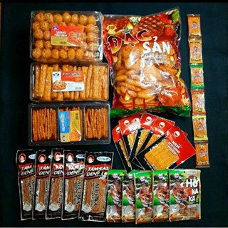 Combo đồ ăn vặt 4 món bánh Pò kèm 5 snack hổ kaka, 5 nack tăm cay đen, 5 nack nem nướng phên và 6 snack miếng cay cay