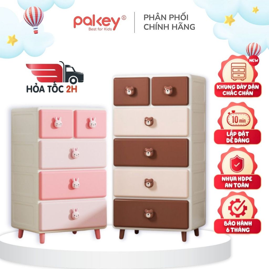 Tủ Nhựa Cho Bé Phong Cách Hàn Quốc - Tủ Quần Áo Trẻ Em Dày Dặn Chính Hãng Pakey - Mẫu Hottrend 2024