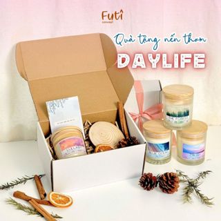 Hộp Quà Tặng Nến Thơm Tinh Dầu Thư Giãn, Cao Cấp 120gr Tặng Kèm Đế Lót Vân Gỗ