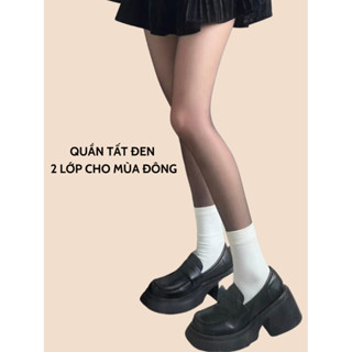 Quần Tất Da 2 Lớp Màu Đen Che Khuyết Điểm Thon Gọn Chân Giữ Ấm Cho Mùa Đông