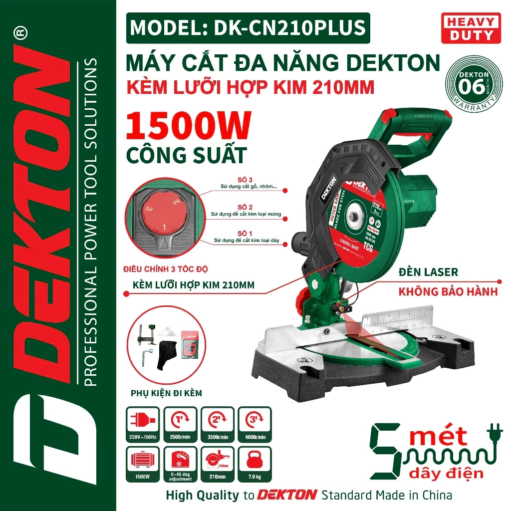 Máy cắt nhôm chỉnh tốc DEKTON DK-CN210PLUS dùng điện
