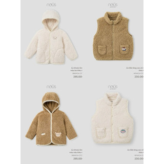  NOUS - Áo khoác- gile lông  màu xanh lá mạ thêu trang trí - Nu P Petit -   Size Từ 2-3 Tuổi Đến 5-6 Tu 