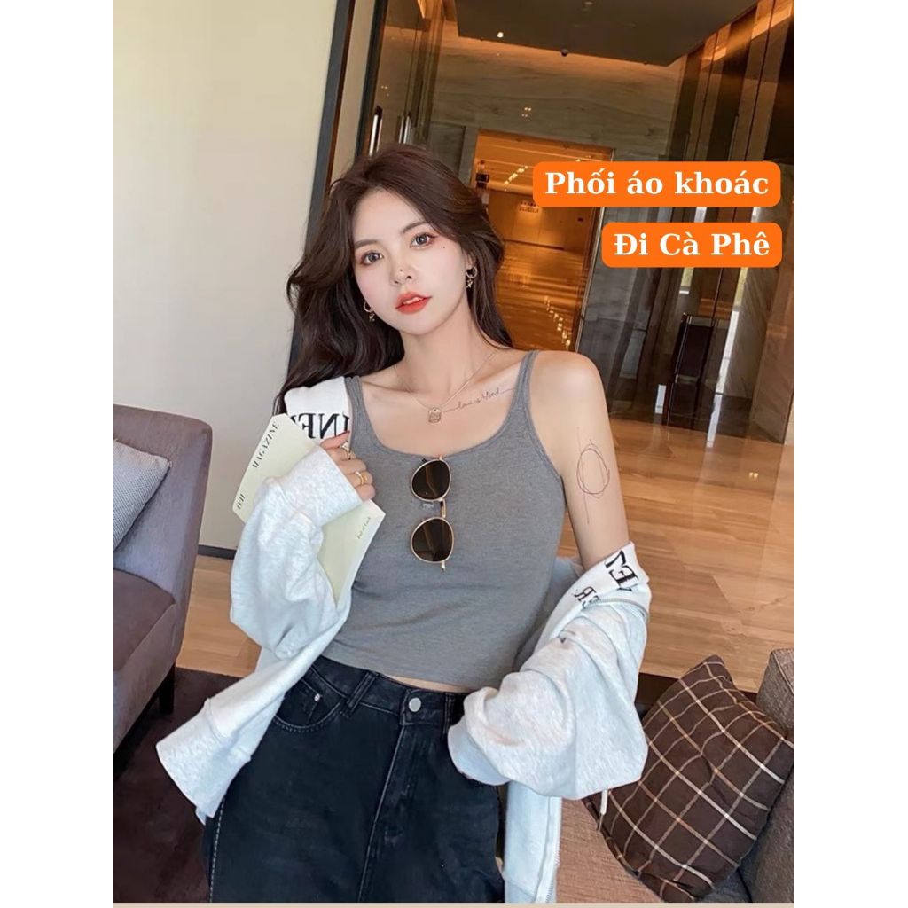 Áo 2 Dây Nữ Quyến Rũ Dễ Thương Fitty, Áo Hai Dây Freesize Phối Áo Vest Hàn Quốc, Khoác Ngoài Đi Chơi Cafe S6 | BigBuy360 - bigbuy360.vn