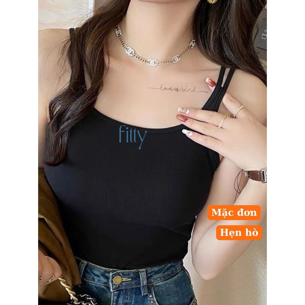 Áo 2 Dây Nữ Quyến Rũ Dễ Thương Fitty, Áo Hai Dây Freesize Phối Áo Vest Hàn Quốc, Khoác Ngoài Đi Chơi Cafe S6 | BigBuy360 - bigbuy360.vn